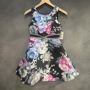 Speechless Girls Floral Print Dress with Rhinestone Detail Size 12‎
